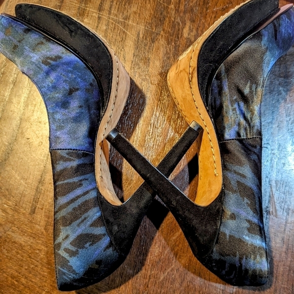 Sam Edelman Ulysa Platform Pump Heels In Midnight Blue Purple Green Size 6.5 - Picture 7 of 8